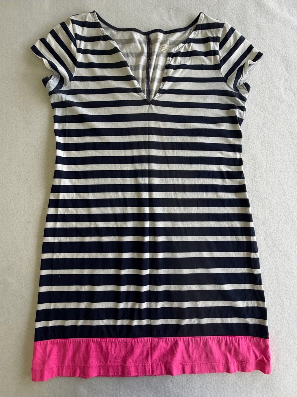 Lilly Pulitzer Striped Pima Cotton Notch V-Neck Mini T-Shirt Dress Size M⁠